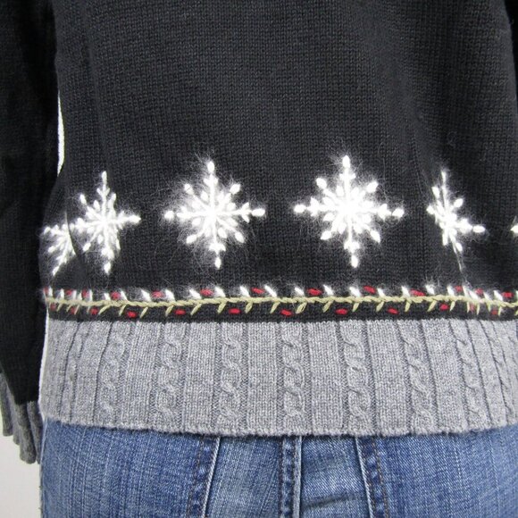 CHRISTMAS XMAS HOLIDAY SKATES REINDEER SNOWFLAKES WINTER SCENE SWEATER  ZIP L - Picture 7 of 12